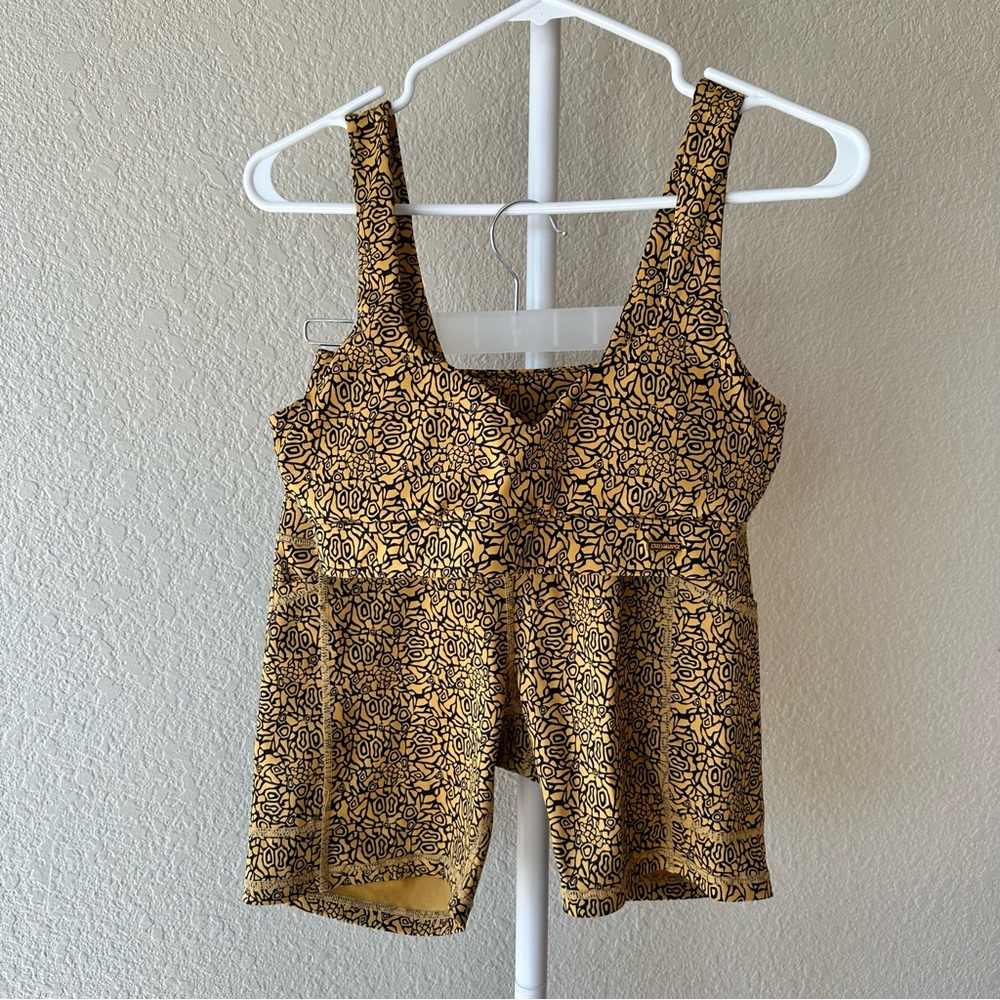 Cleo Harper Yellow and Black Patterned Athletic Bike Shorts